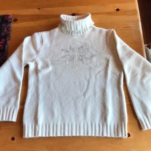 Wool and angora rabbit hair turtleneck sweater